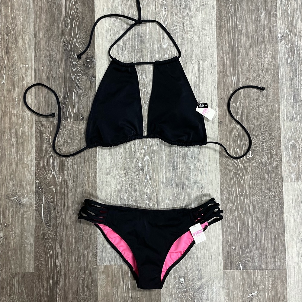 Victoria’s Secret Pink black bikini, size S.